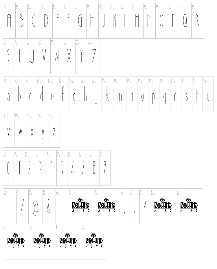 November Sky font map
